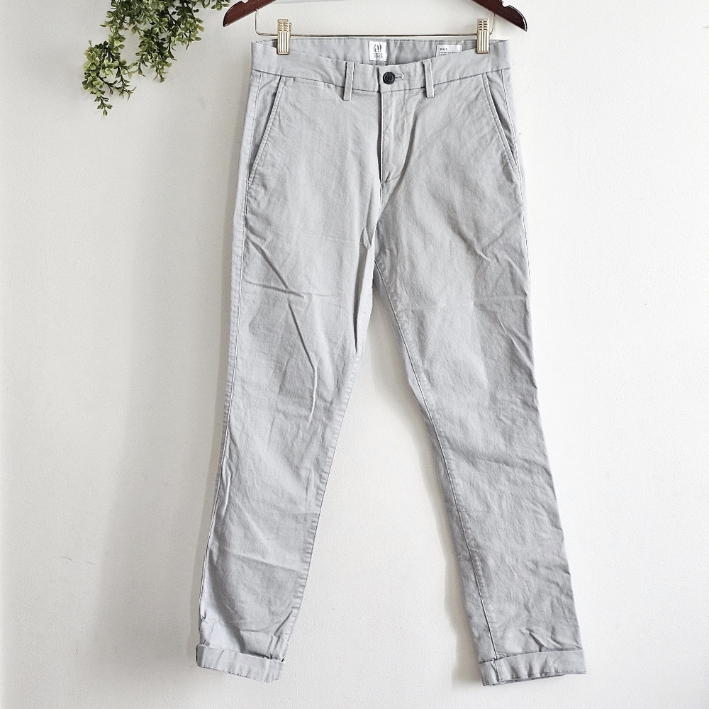 GAP Essential Skinny Khaki Pants Gray Slim Fit Stretch Chino 29x30